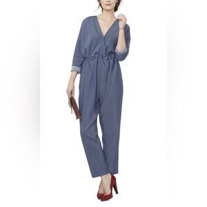 HATCH NWT Denim Chambray Surplice V-Neck Jumpsuit Maternity/Nursing Friendly SZP